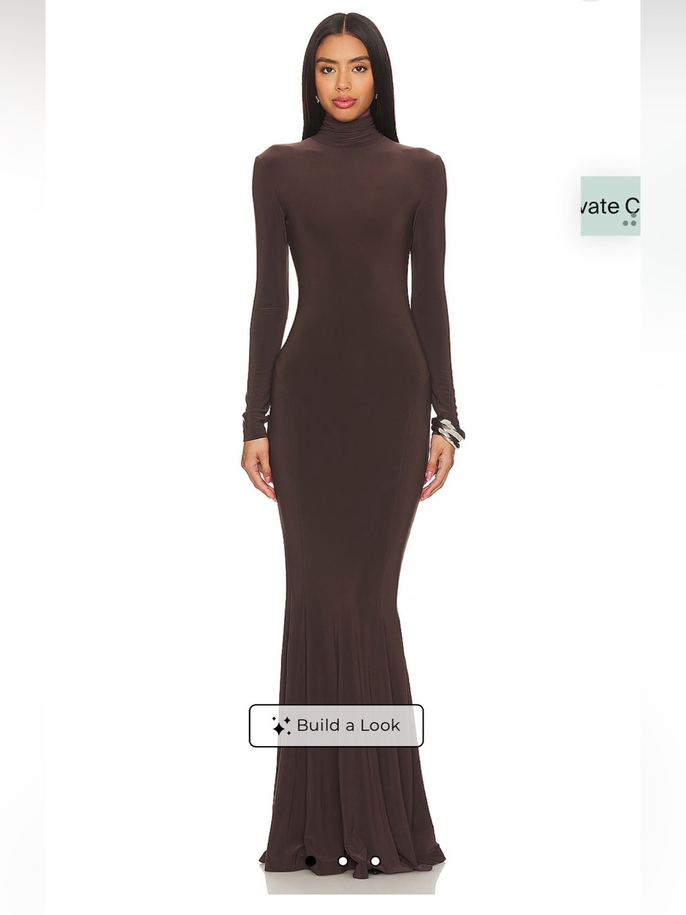 Norma Kamali Chocolate Brown Long-Sleeve Turtleneck Maxi Dress
